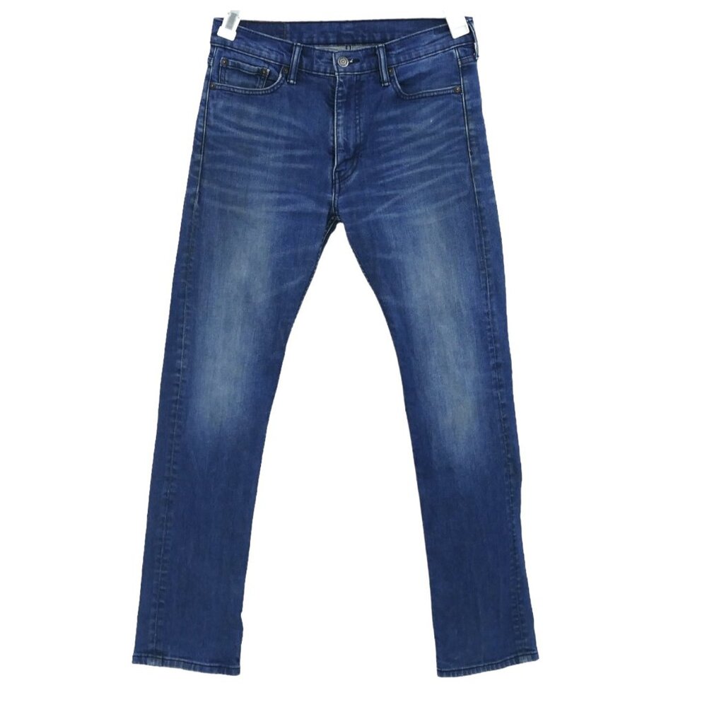 Mens Size 32x32 Levi’s 513 Slim Straight Jeans Blue Stretch Denim